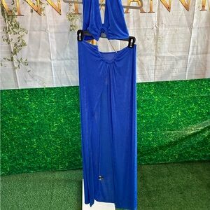 SHEIN Royal Blue Halter Cutout Maxi Dress Size Small
